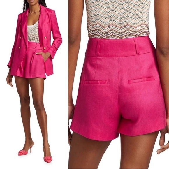 Veronica Beard Shorts Velia Linen in Fuchsia Pink